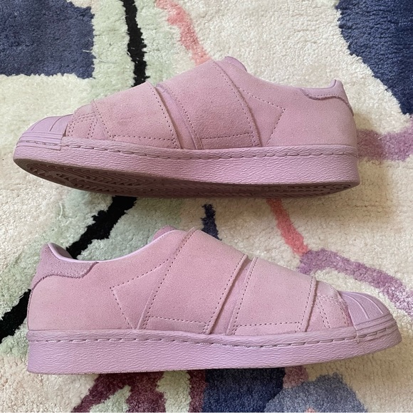 Adidas Superstar suede sneakers velcro straps clear lilac purple B28043 size 6 - Picture 4 of 10